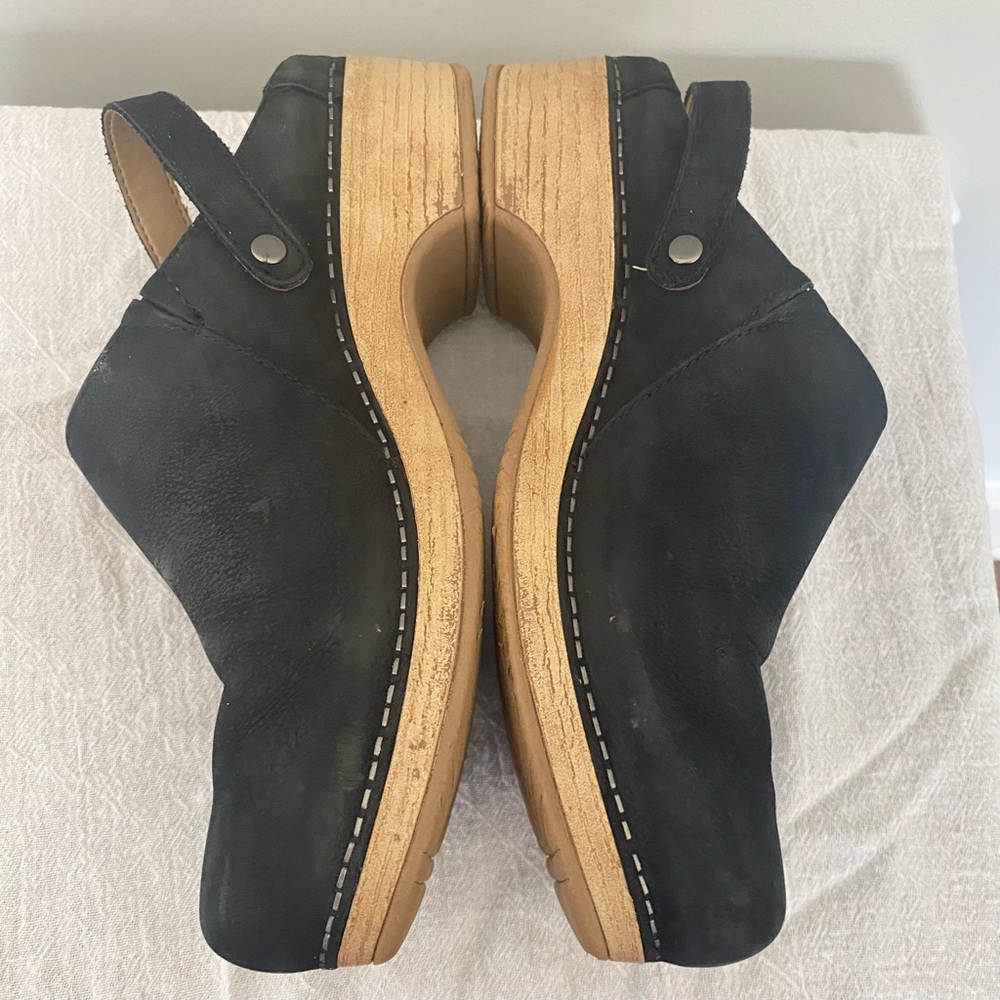 Dansko Black Leather Mules